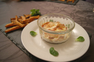 Oeuf cocotte jambon cru et ses frites de patates douces